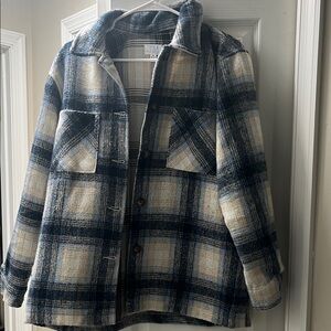 Time and Tru Plaid Jacket in Blue and Cream